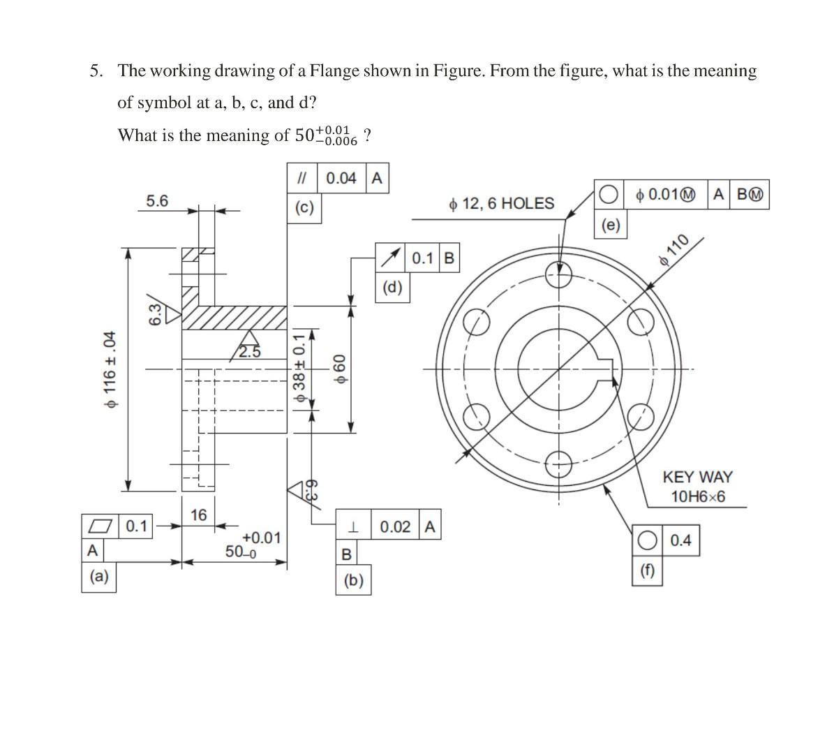 Solved 5. The working drawing of a Flange shown in Figure. | Chegg.com