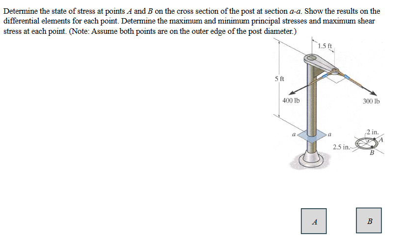 Solved Determine the state of stress at points \( ﻿A \) ﻿and | Chegg.com