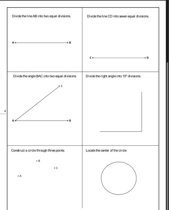 Solved Divide the line AB into two equal divisions. Divide | Chegg.com