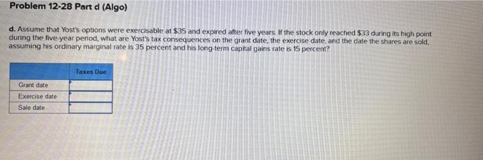 Solved Required information Problem 12-28 (LO 12-2) (Algo) | Chegg.com