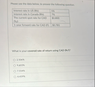 Solved Please use the data below, to answer the following | Chegg.com