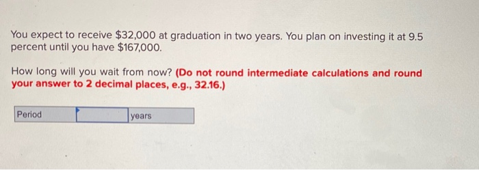 Solved You expect to receive $32,000 at graduation in two | Chegg.com