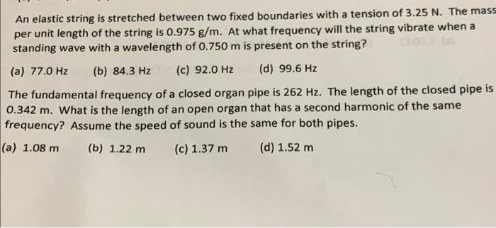 Solved An elastic string is stretched between two fixed | Chegg.com