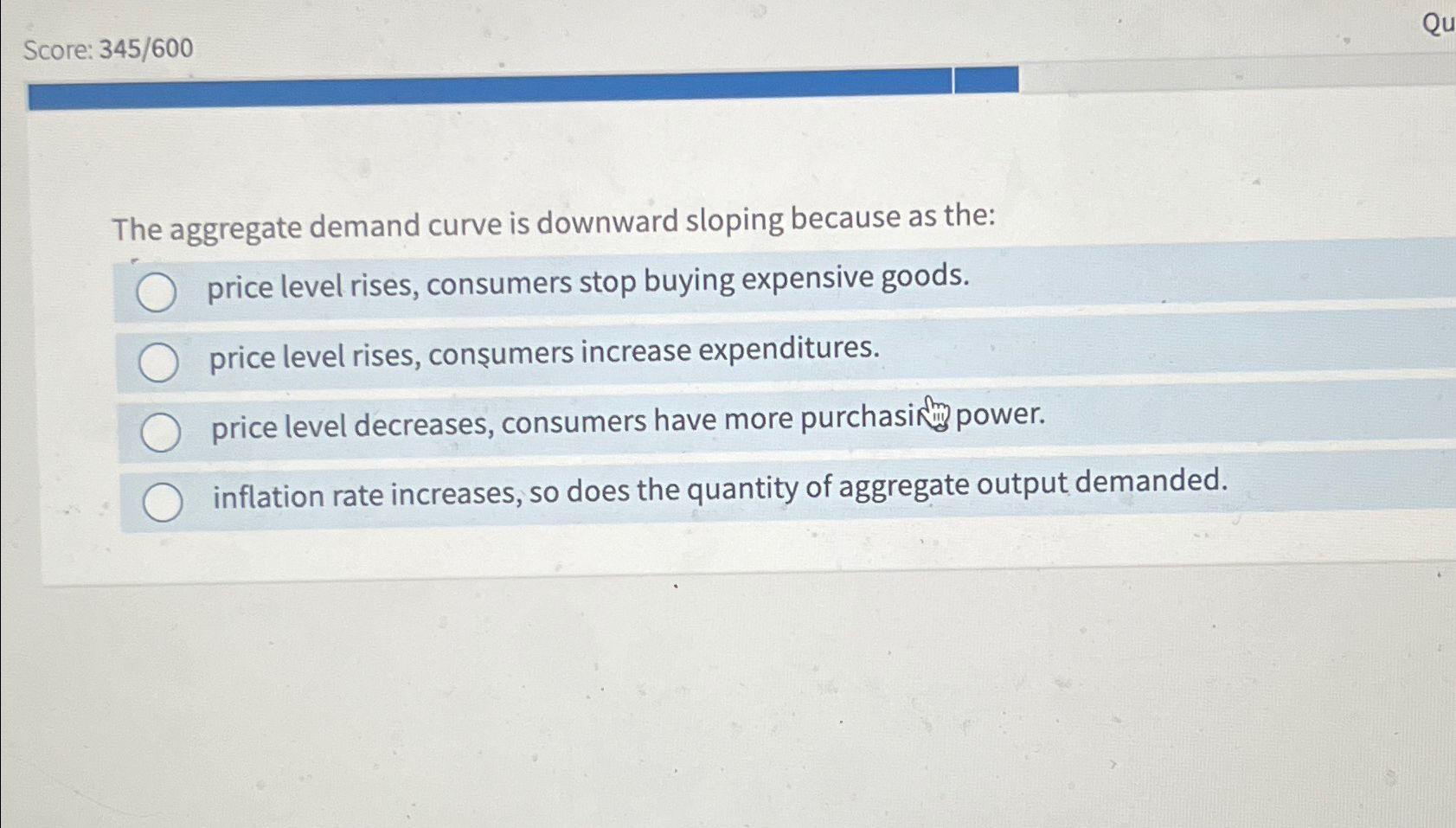 Solved Score: 345600The aggregate demand curve is downward | Chegg.com