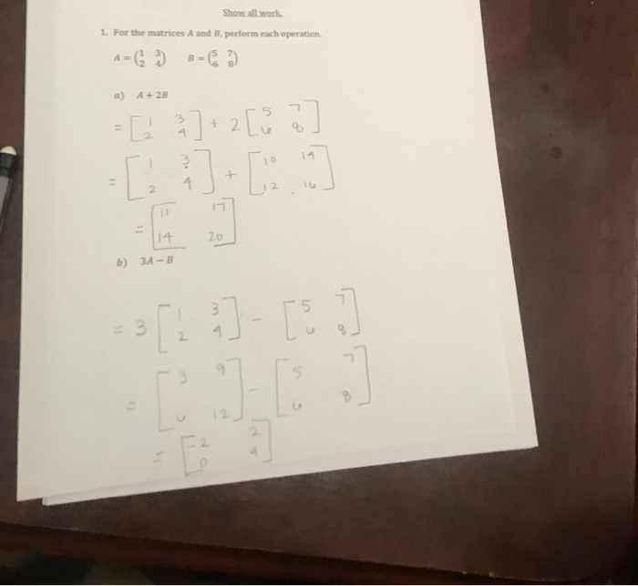 Solved 1. For The Matrices A And B, Perform Each Operation. | Chegg.com