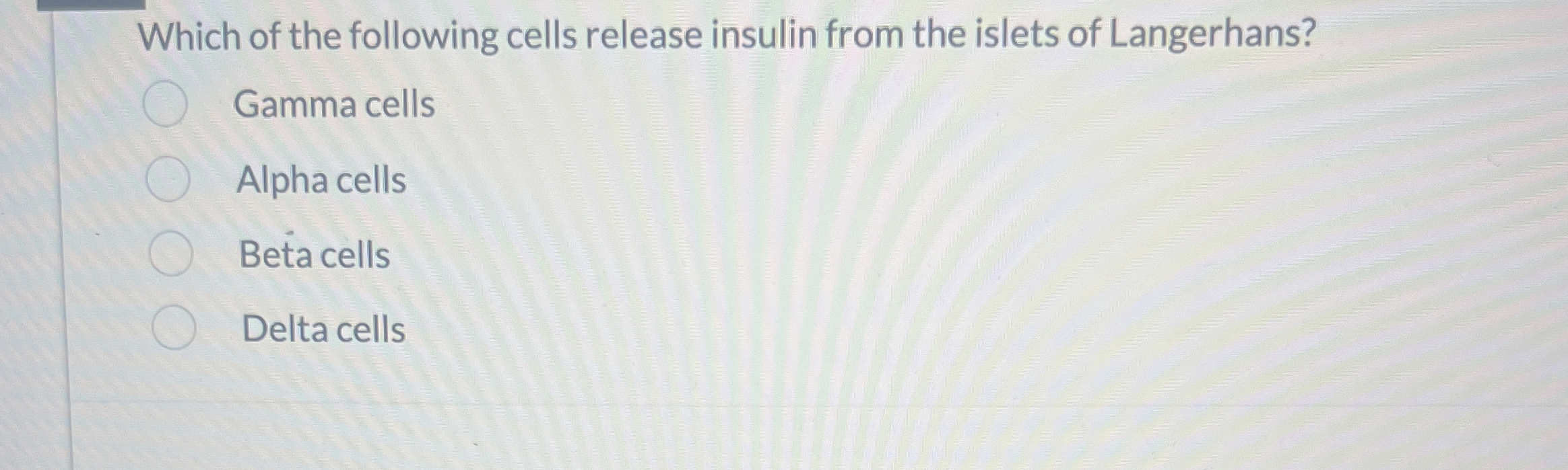 Solved Which of the following cells release insulin from the | Chegg.com