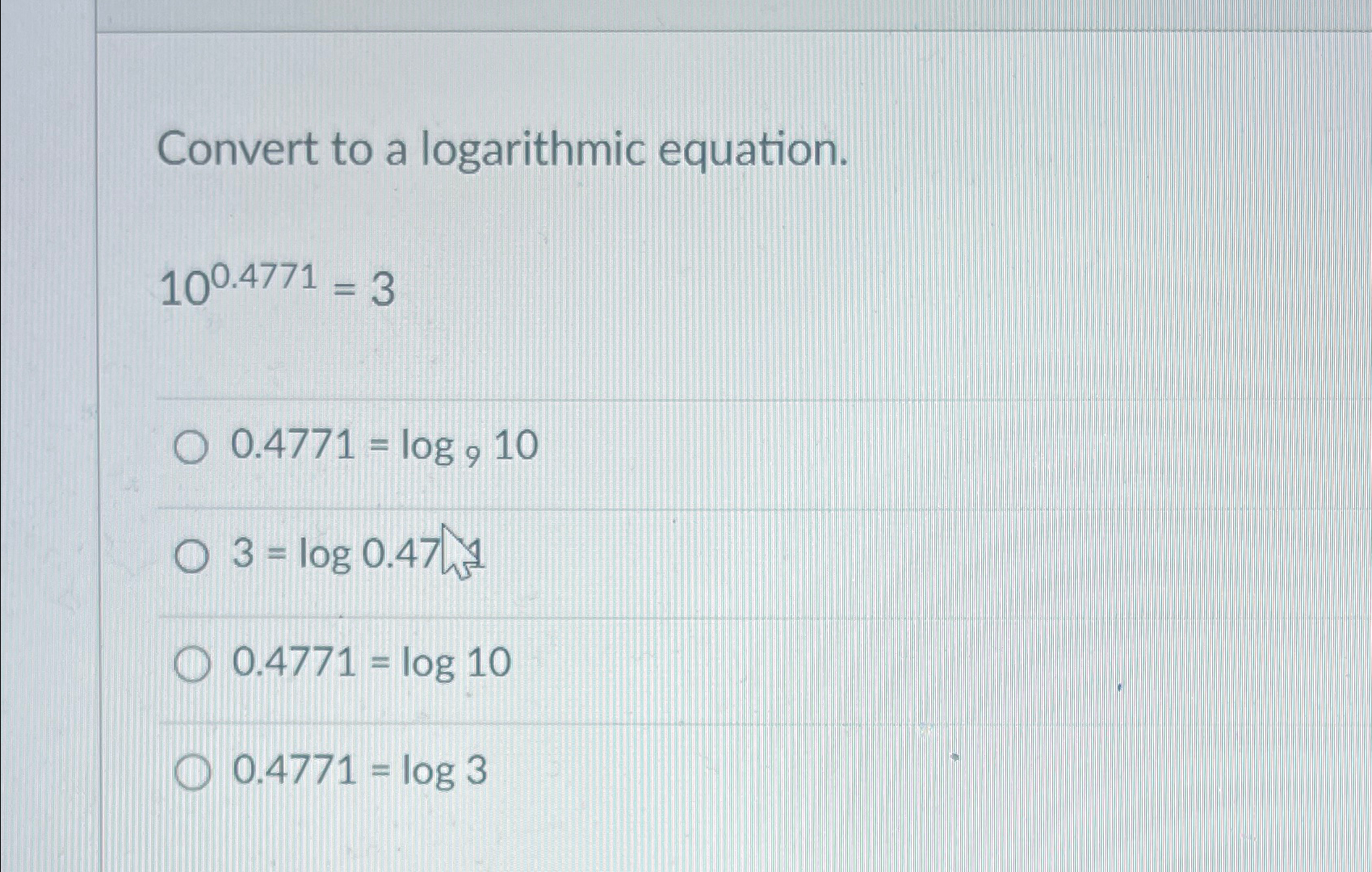 Solved Convert to a logarithmic | Chegg.com