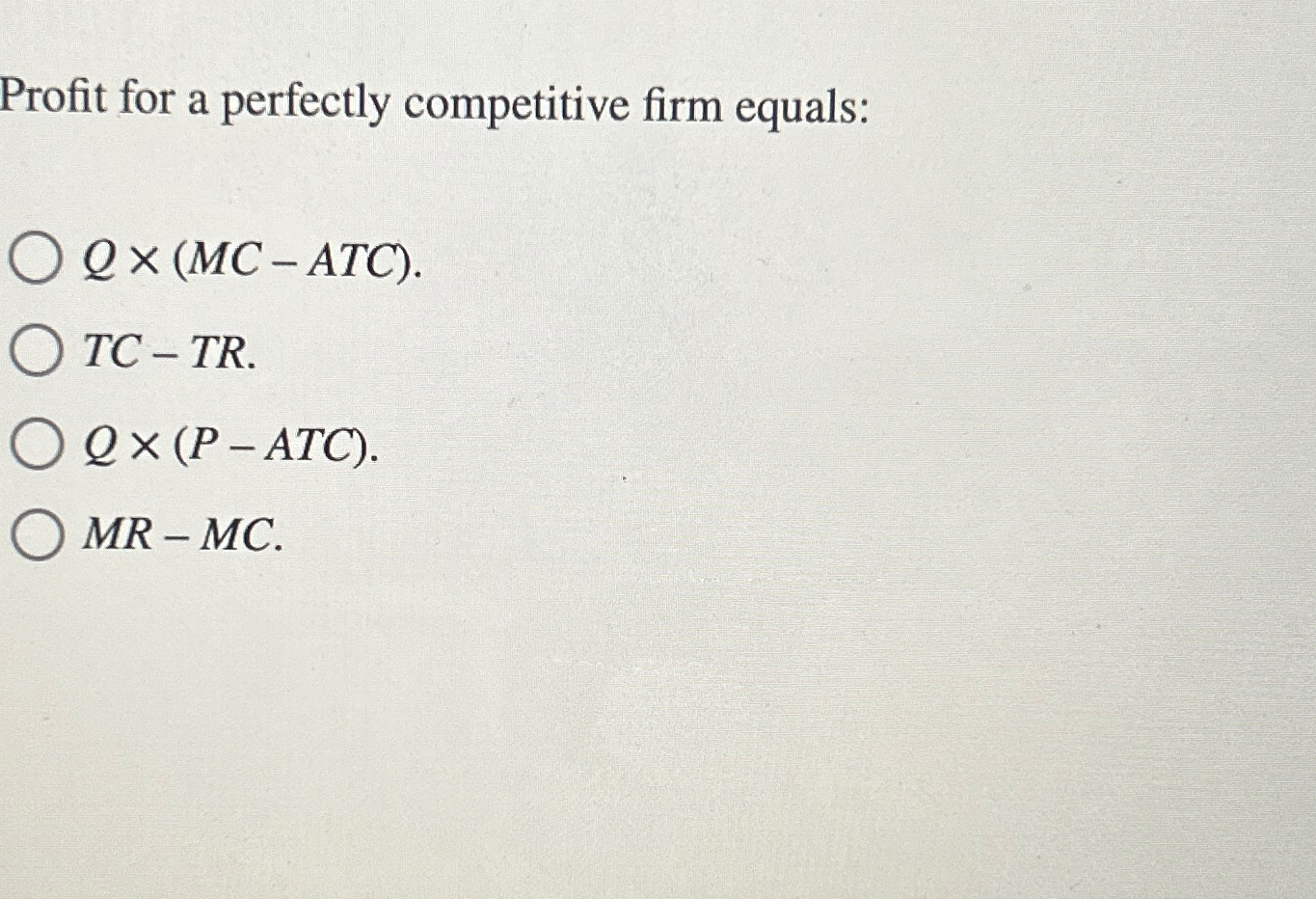 Solved Profit For A Perfectly Competitive Firm | Chegg.com