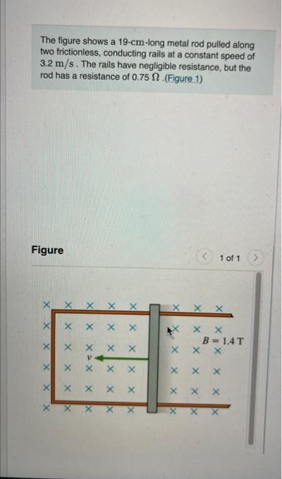 Solved The Figure Shows A 19-cm-long Metal Rod Pulled Along | Chegg.com