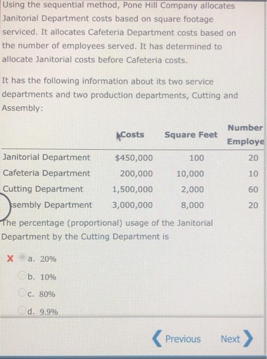 Solved Using the sequential method, Pone Hill Company