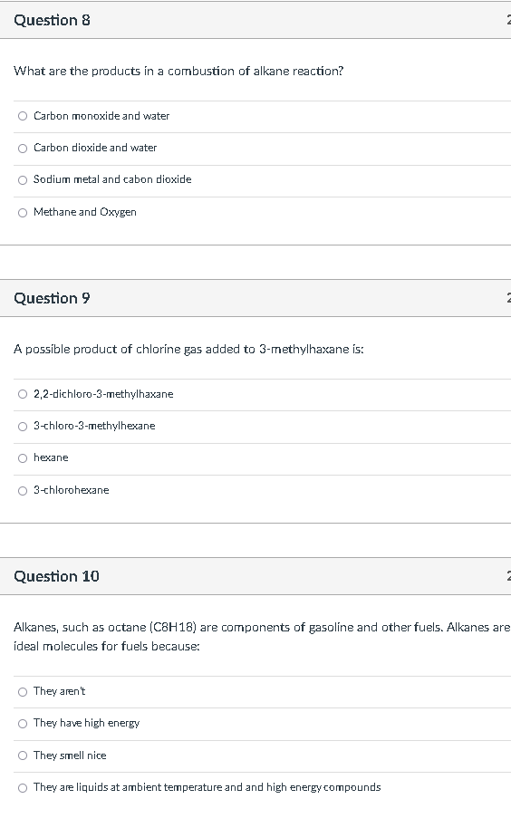 Solved Question 8What are the products in a combustion of | Chegg.com