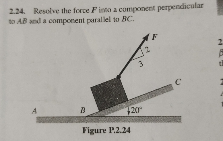 Solved 2.24. ﻿Resolve the force F ﻿into a component | Chegg.com
