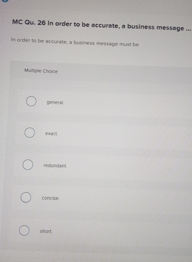 Solved MC Qu. 26 ﻿In order to be accurate, a business | Chegg.com