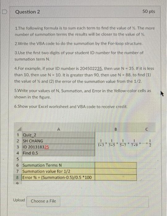 Solved D Question 2 50 pts 1. The following formula is to | Chegg.com