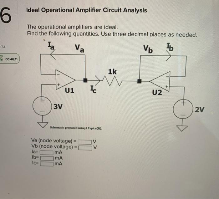 Solved Ideal Operational Amplifier Circuit Analysis 6 The | Chegg.com