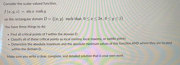Solved Consider the scalar-valued function, | Chegg.com