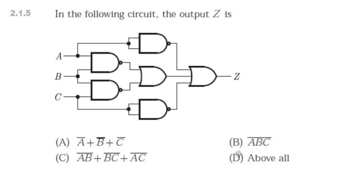 Solved 2.1.5 In the following circuit, the output Z is (A) | Chegg.com