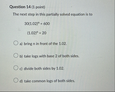 Solved Question 14 (1 ﻿point)The next step in this partially | Chegg.com