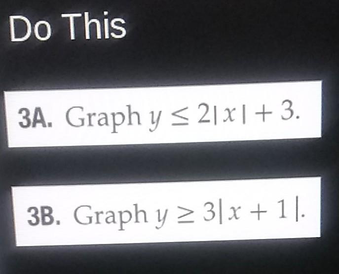 Solved Do This 3A. Graph y = 21x1 +3. 3B. Graph y > 3] x + | Chegg.com