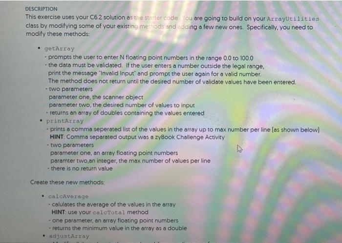 Solved DESCRIPTION This exercise uses your C6.2 solution as | Chegg.com