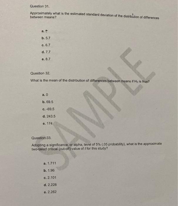 Solved Questions 30 to 34 are all based upon the following | Chegg.com