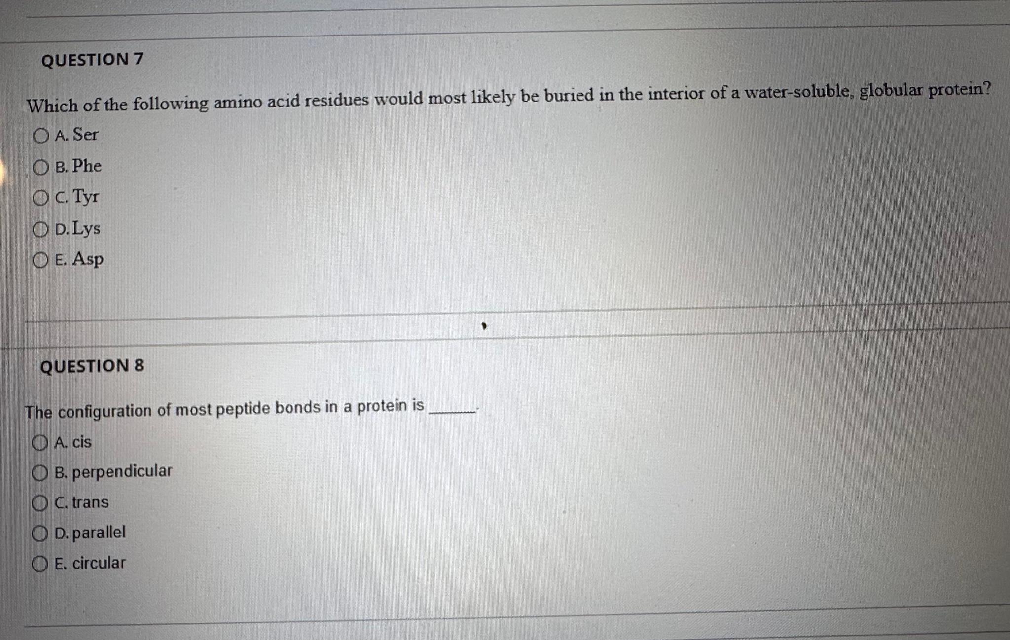 Solved QUESTION 7Which of the following amino acid residues | Chegg.com