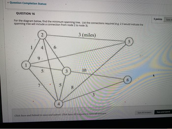 Solved Question Completion Status: QUESTION 16 5 points Save | Chegg.com