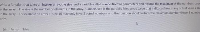 Solved write a function that takes an integer array, the | Chegg.com