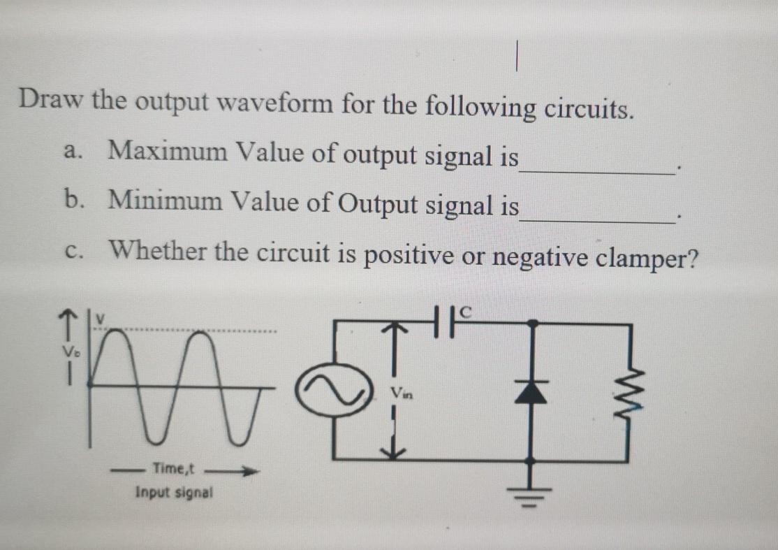 Solved Draw the output waveform for the following circuits. | Chegg.com