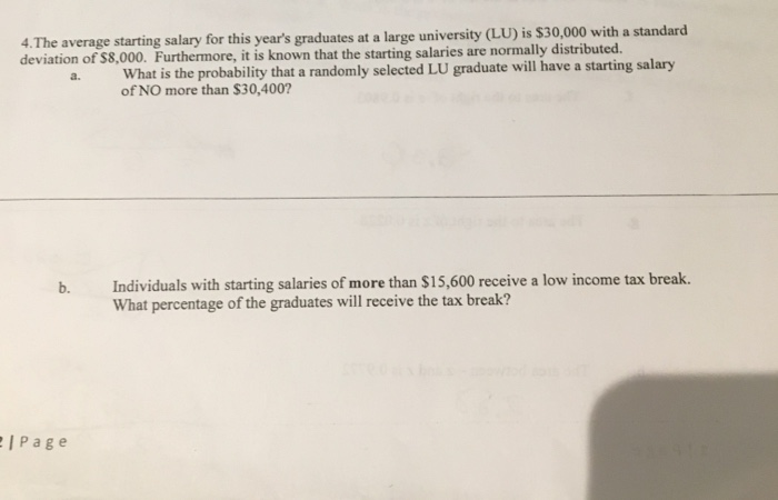 Solved 4. The average starting salary for this year's | Chegg.com