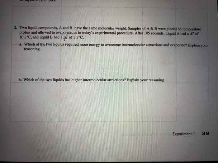 Solved 2. Two liquid compounds, A and B have the same | Chegg.com