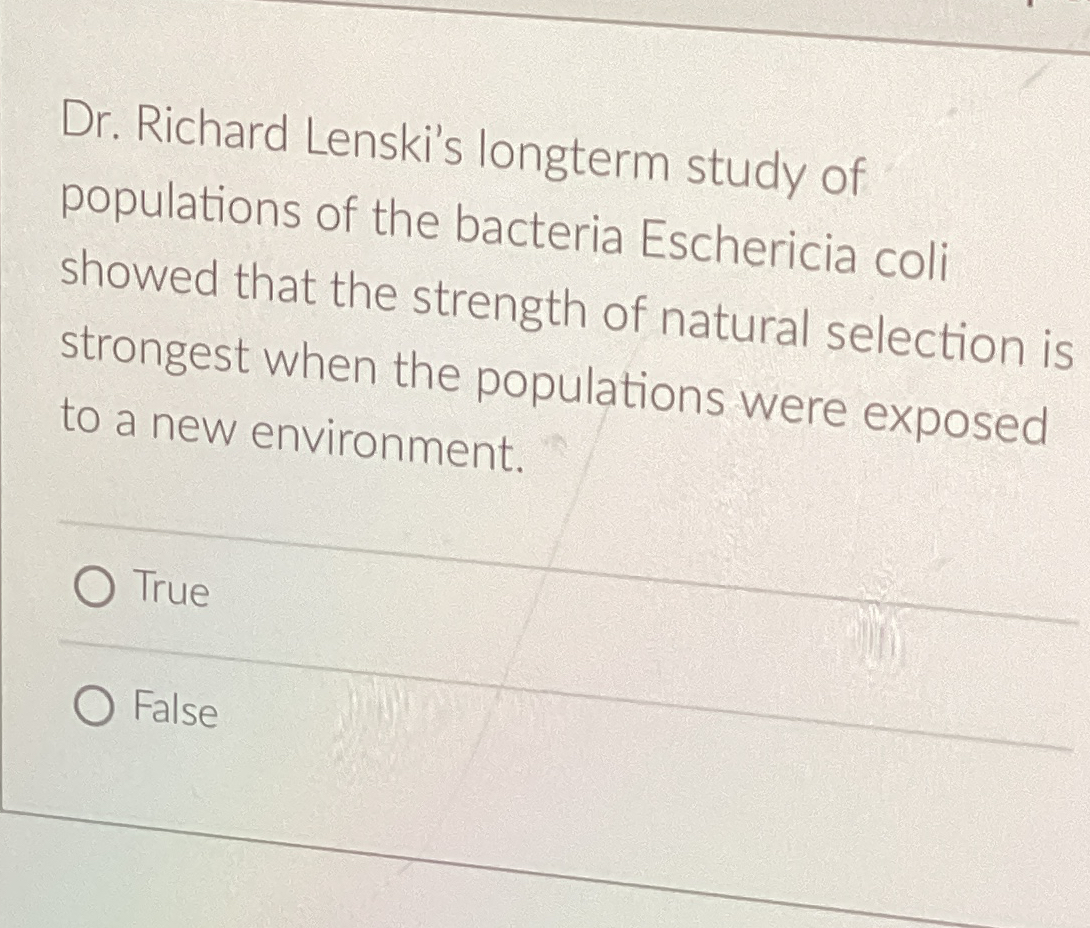 Solved Dr. ﻿Richard Lenski's longterm study of populations | Chegg.com