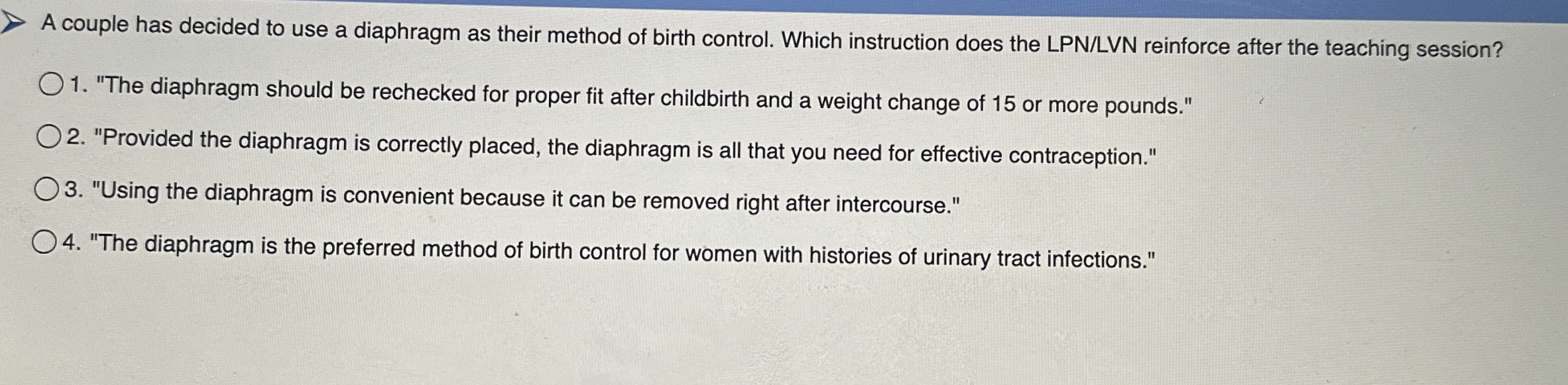 A couple has decided to use a diaphragm as their | Chegg.com