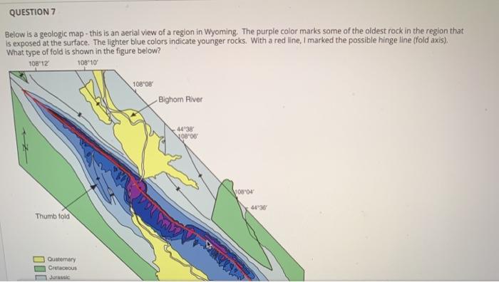 Solved QUESTION 7 Below is a geologic map - this is an | Chegg.com