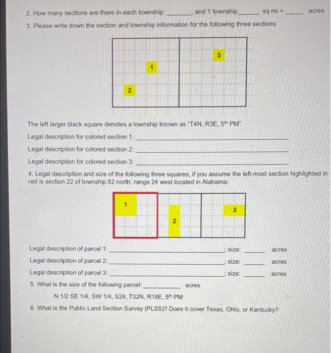 Solved 2. How many sections are there in each township and