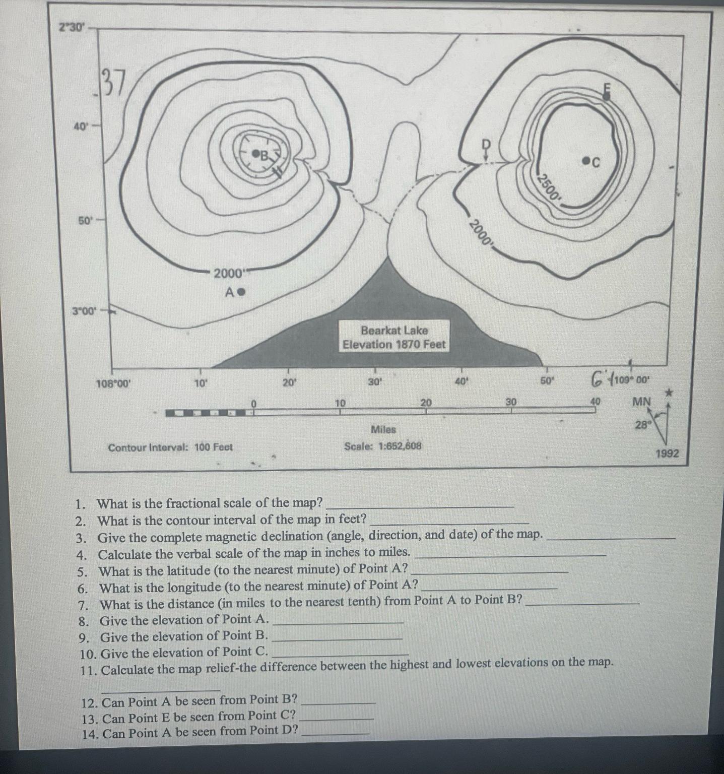Solved What is the fractional scale of the map?What is the