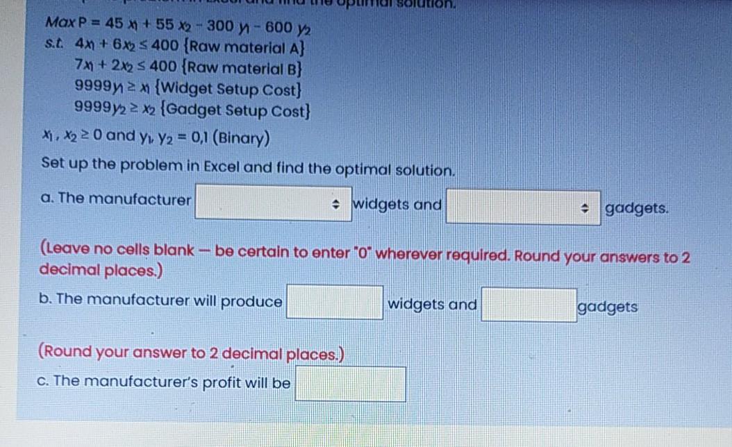 Solved A Manufacturer Produces Both Widgets And Gadgets. | Chegg.com