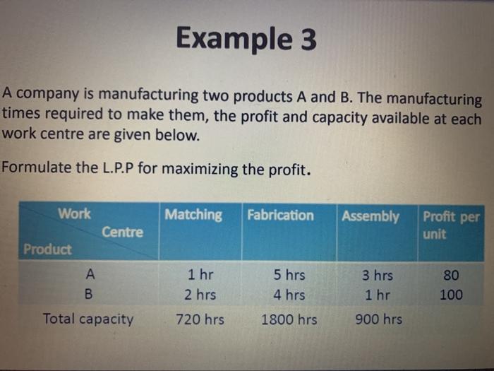 Solved Example 3 A Company Is Manufacturing Two Products A | Chegg.com