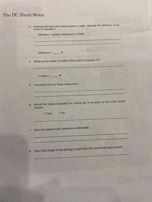 Solved Experiment 4 The DC Shunt Motor OBJECTIVE • To study
