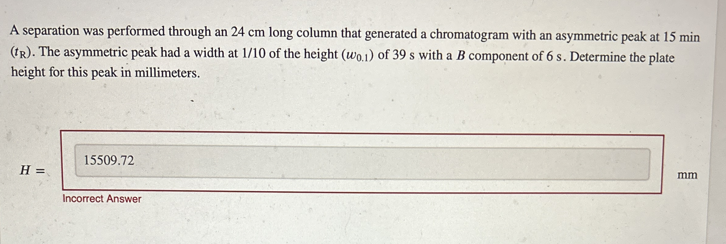 Solved A separation was performed through an 24 ﻿cm long | Chegg.com