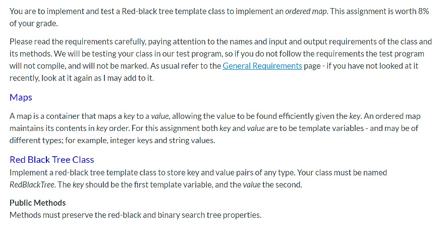 You are to implement and test a Red-black tree | Chegg.com