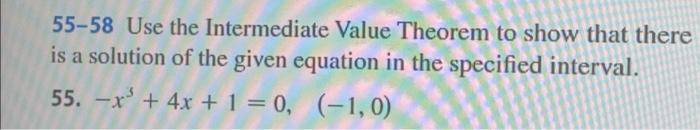 Solved 55-58 Use the Intermediate Value Theorem to show that | Chegg.com