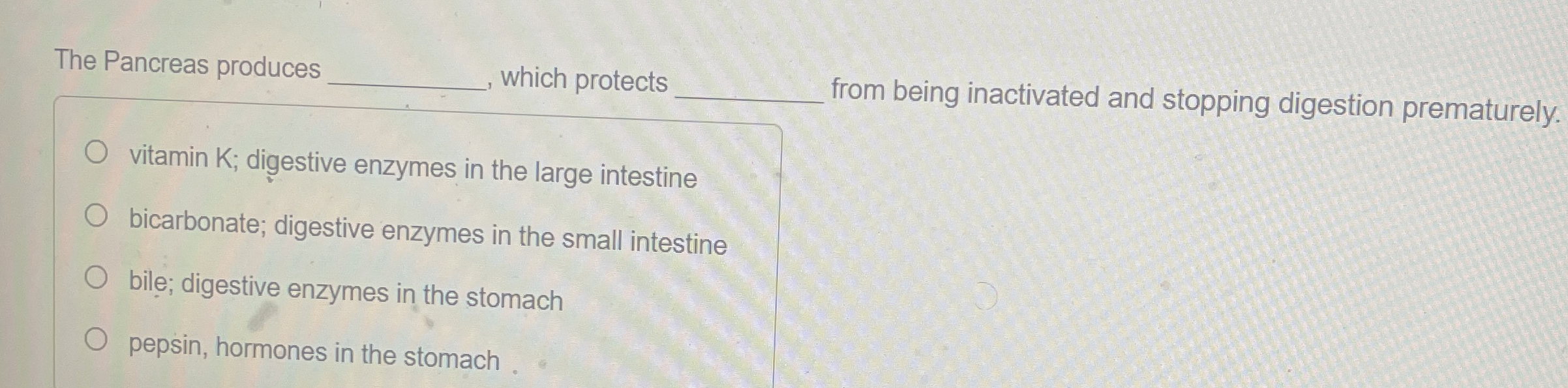 Solved The Pancreas produces, ﻿which protectsvitamin K ;