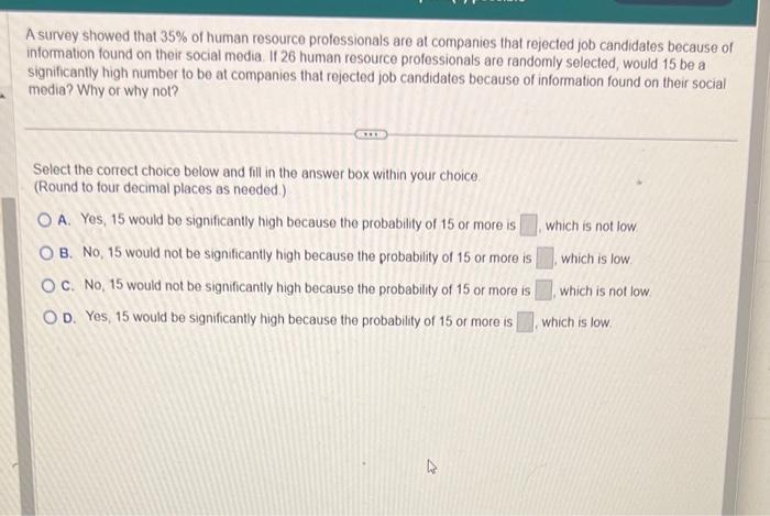 Solved A survey showed that 35% of human resource | Chegg.com