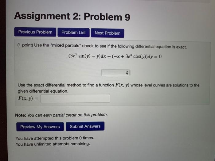 Solved Assignment 2: Problem 9 Previous Problem Problem List | Chegg.com