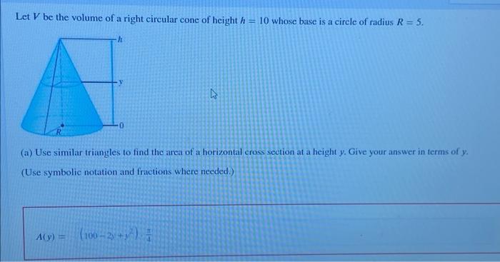 Solved Let V be the volume of a right circular cone of | Chegg.com