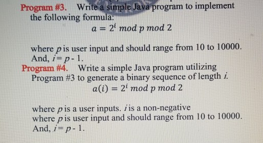 Solved Program 3 Write A Simple Java Program To Implement Chegg Com