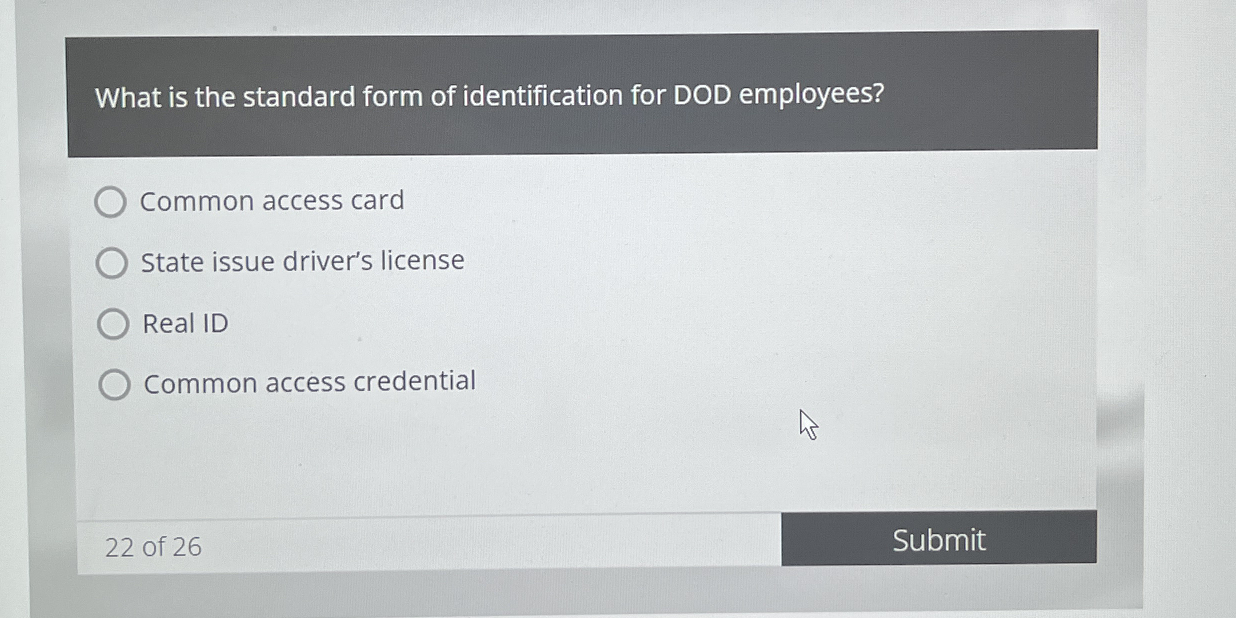 Solved What is the standard form of identification for DOD