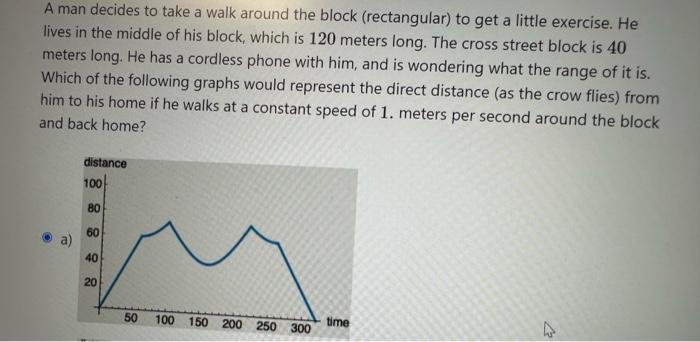 Solved A man decides to take a walk around the block | Chegg.com