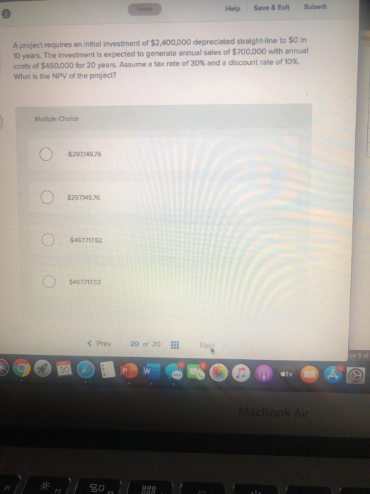 Solved Help Save El Submit A project requires an initial | Chegg.com